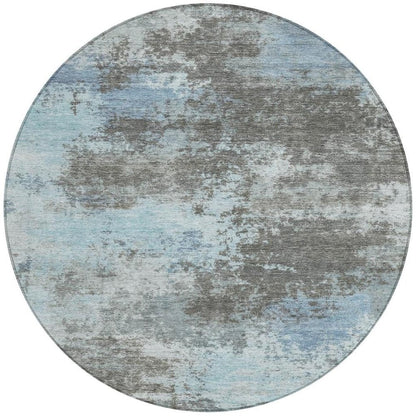 3' X 5' Taupe And Sky Blue Abstract Washable Indoor Outdoor Area Rug HomeRoots