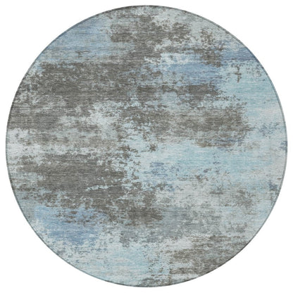 3' X 5' Taupe And Sky Blue Abstract Washable Indoor Outdoor Area Rug HomeRoots