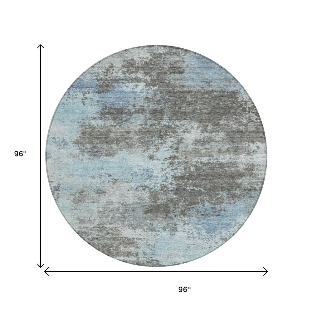 3' X 5' Taupe And Sky Blue Abstract Washable Indoor Outdoor Area Rug HomeRoots