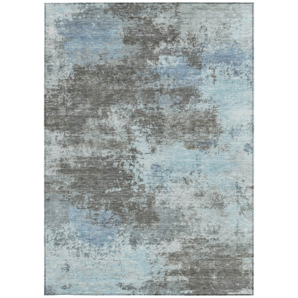 3' X 5' Taupe And Sky Blue Abstract Washable Indoor Outdoor Area Rug HomeRoots