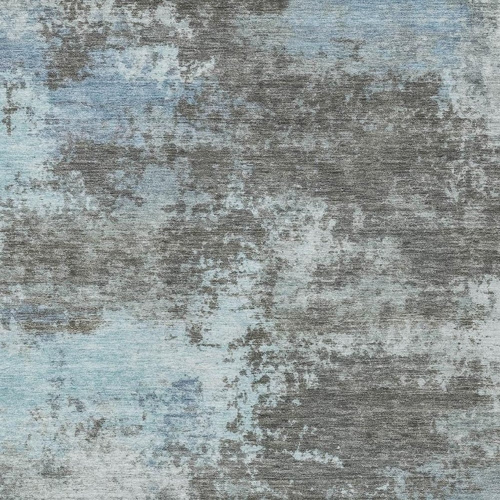 3' X 5' Taupe And Sky Blue Abstract Washable Indoor Outdoor Area Rug — view 69