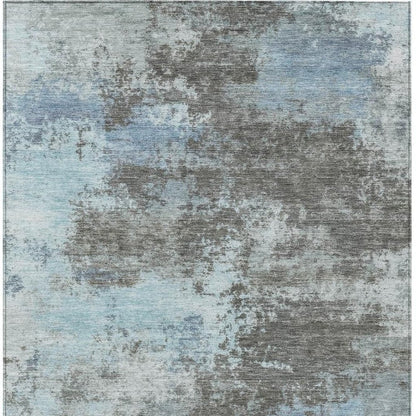 3' X 5' Taupe And Sky Blue Abstract Washable Indoor Outdoor Area Rug HomeRoots