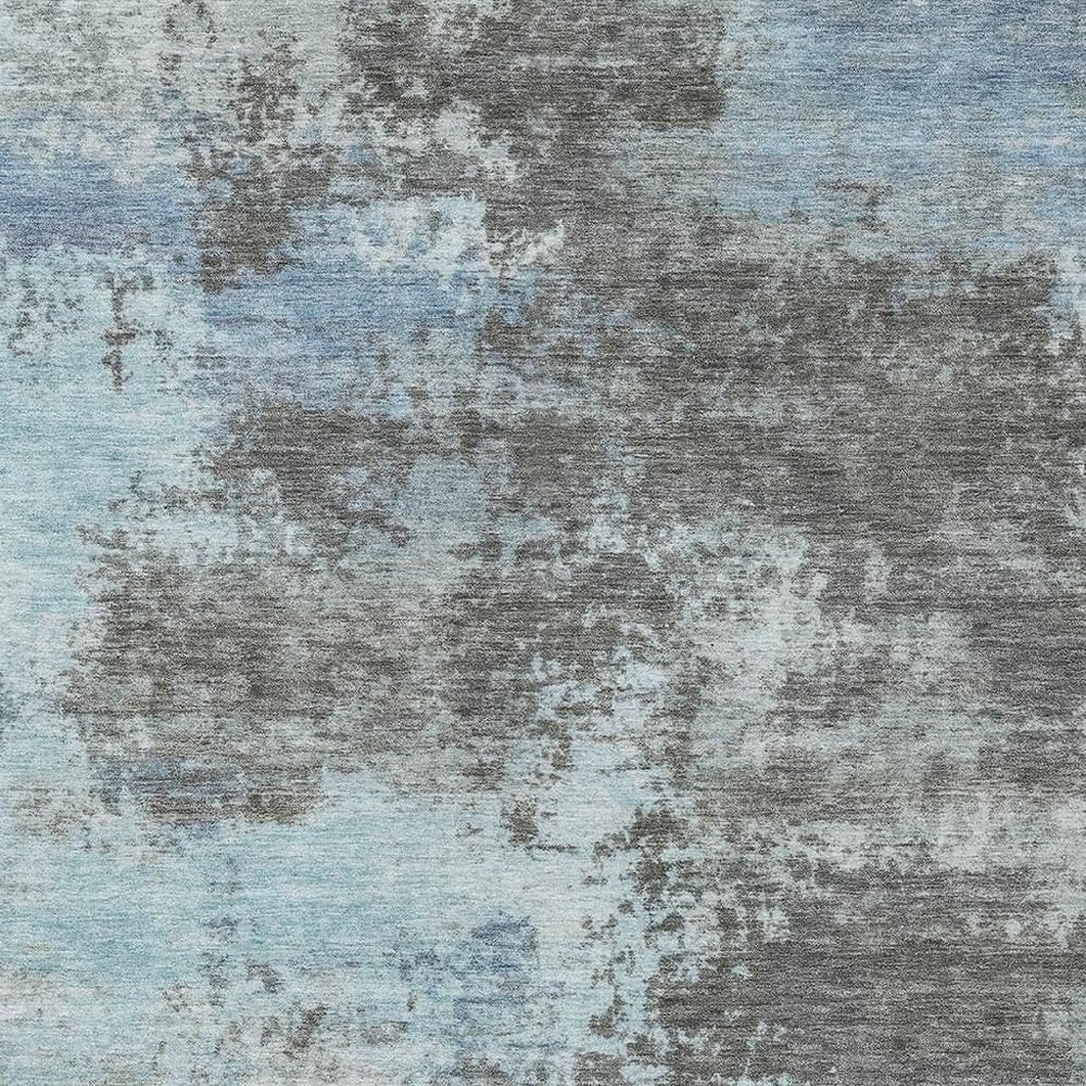 3' X 5' Taupe And Sky Blue Abstract Washable Indoor Outdoor Area Rug HomeRoots
