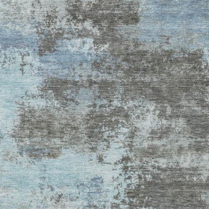 3' X 5' Taupe And Sky Blue Abstract Washable Indoor Outdoor Area Rug HomeRoots