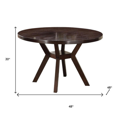 48" Espresso Wood Round Top Dining Table
