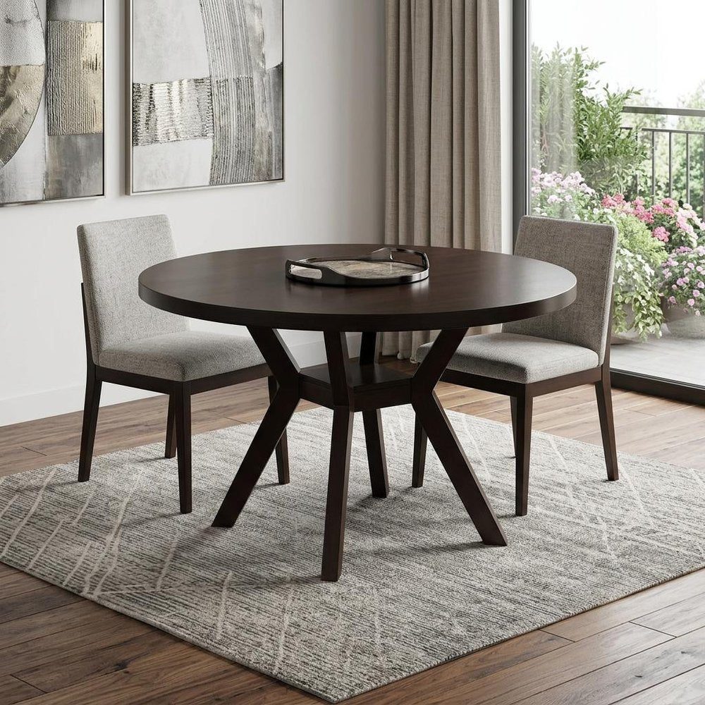 48" Espresso Wood Round Top Dining Table — view 1