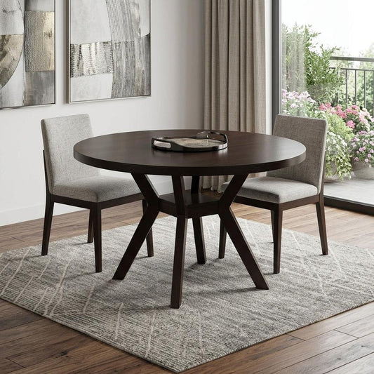 48" Espresso Wood Round Top Dining Table