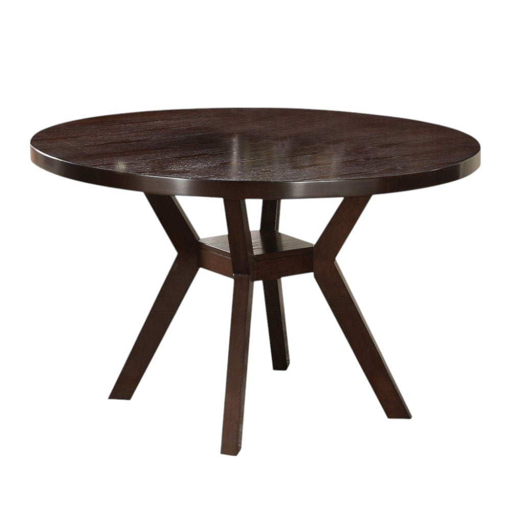 48" Espresso Wood Round Top Dining Table — view 2