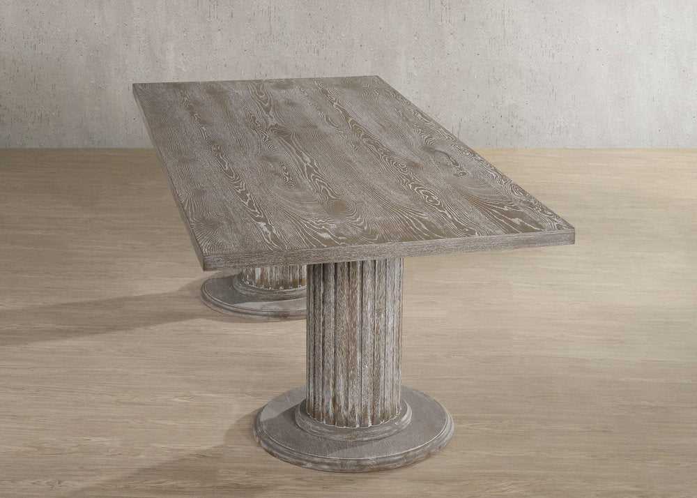 84" Gray Wood Double Pedestal Base Dining Table — view 1