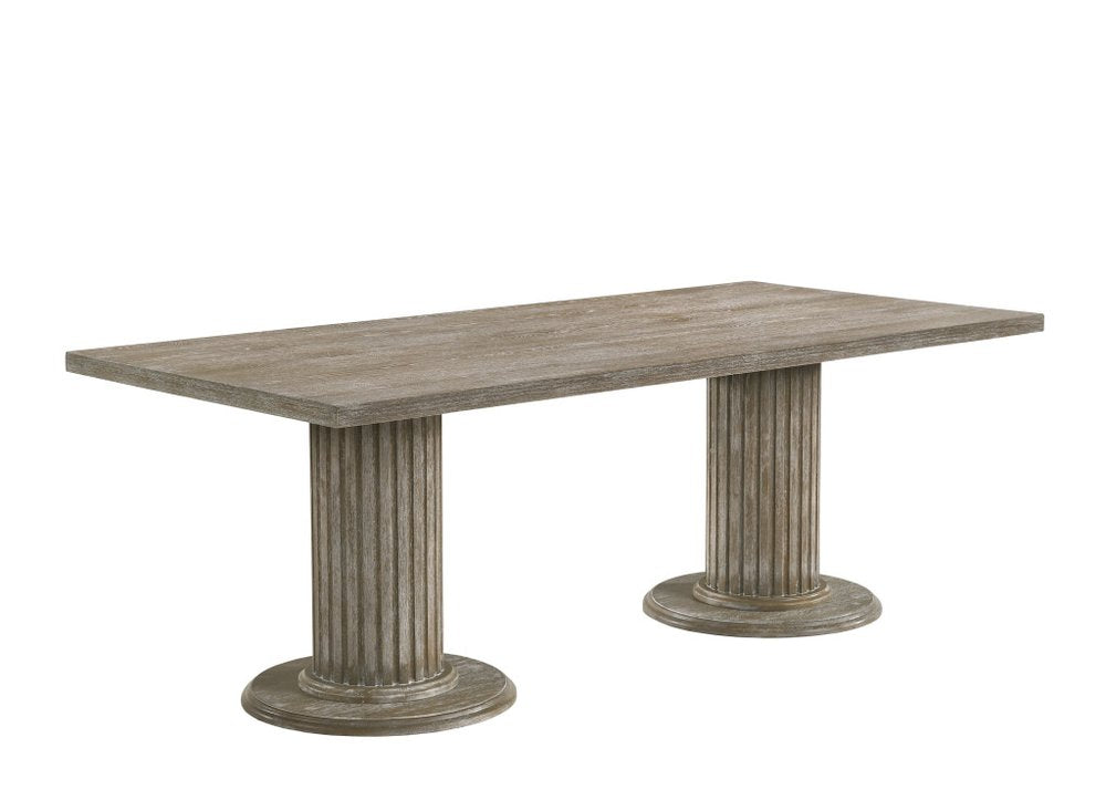 84" Gray Wood Double Pedestal Base Dining Table — view 3