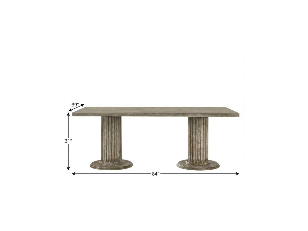 84" Gray Wood Double Pedestal Base Dining Table — view 7