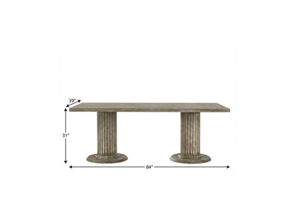 84" Gray Wood Double Pedestal Base Dining Table