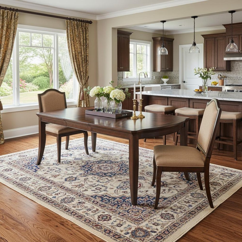 64" Walnut Wood Removable Leaf Extendable Dining Table — view 1