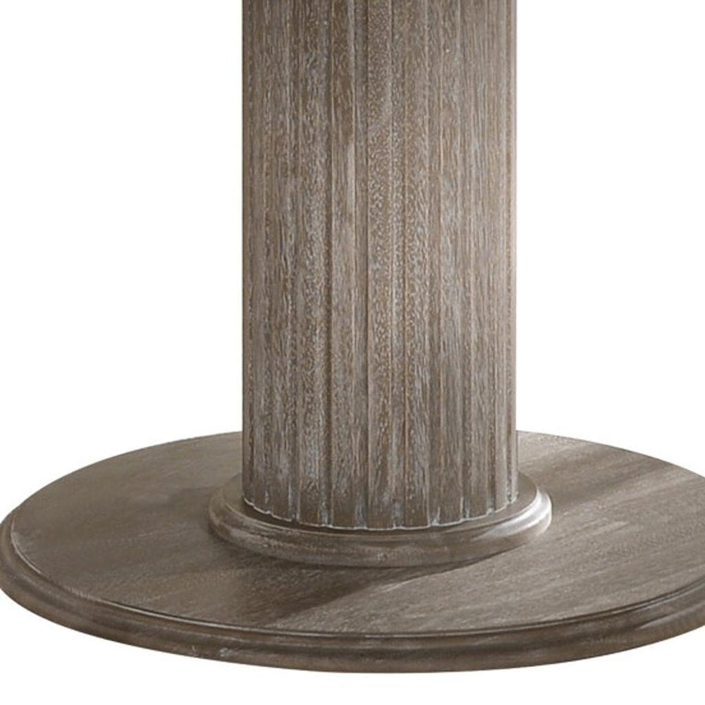 47" Gray Wood Pedestal Base Round Top Dining Table — view 2