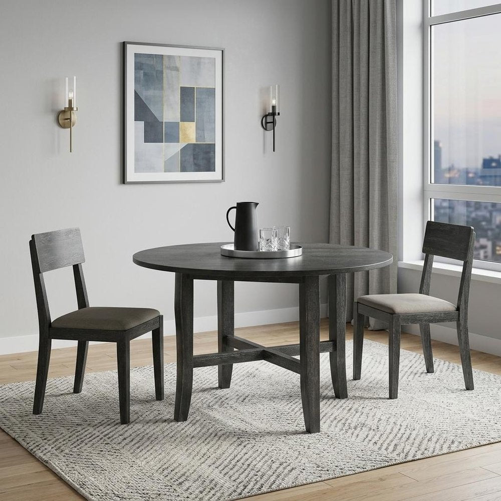 47" Gray Wood Round Top Dining Table — view 7