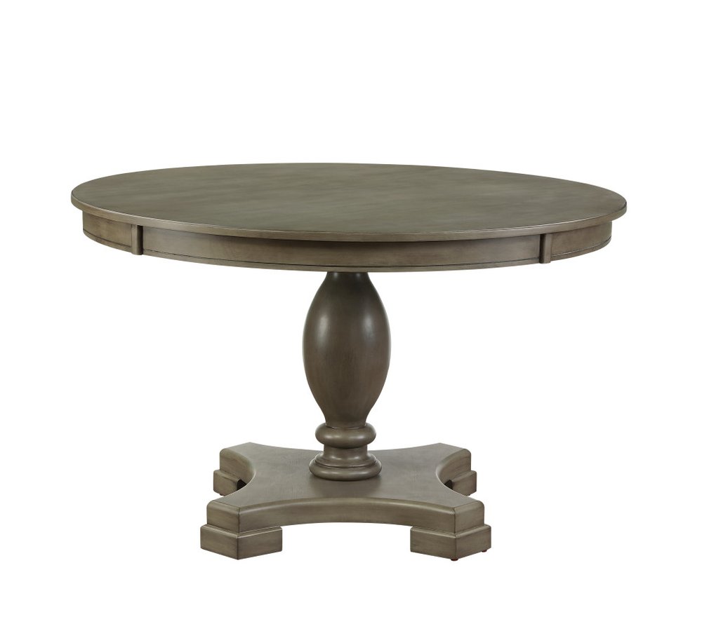 48" Gray Wood Pedestal Base Round Top Dining Table — view 1