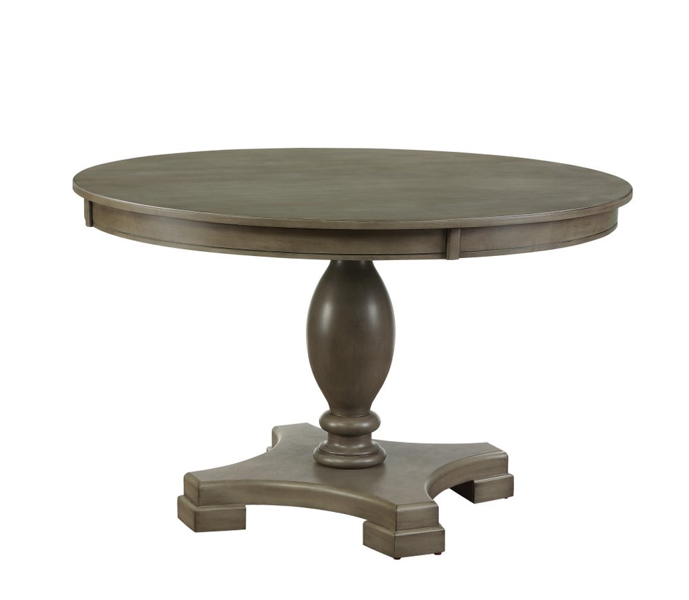 48" Gray Wood Pedestal Base Round Top Dining Table — view 2
