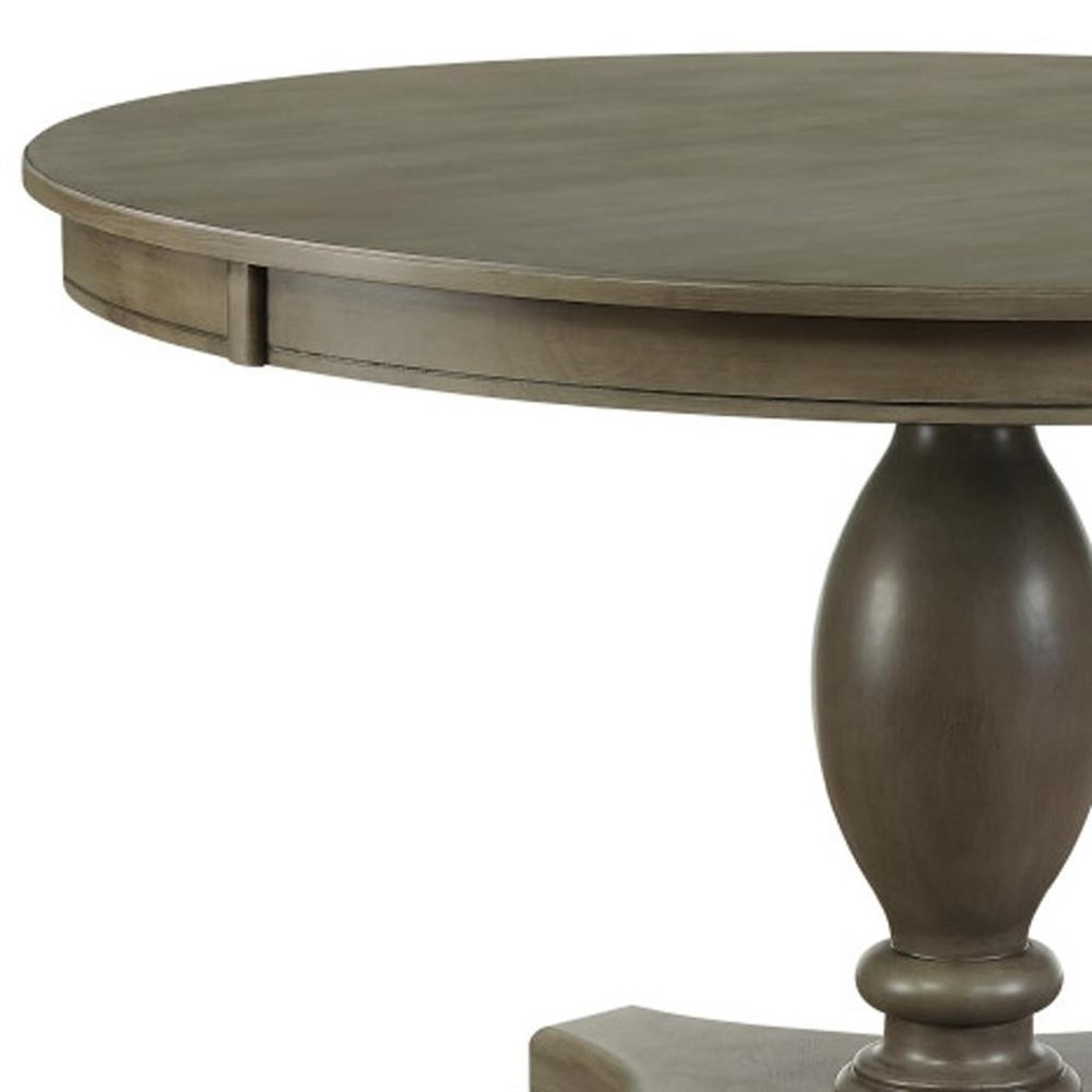 48" Gray Wood Pedestal Base Round Top Dining Table — view 3