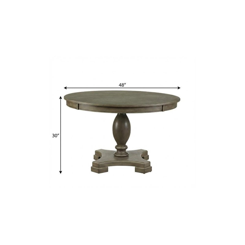 48" Gray Wood Pedestal Base Round Top Dining Table — view 5