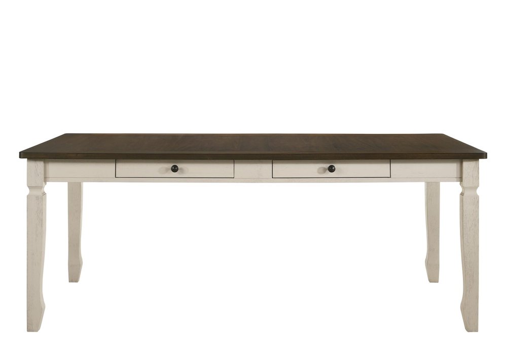 78" Oak And Cream Wood Dining Table — view 2