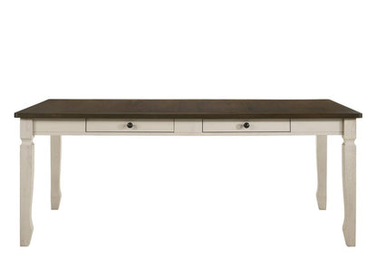 78" Oak And Cream Wood Dining Table HomeRoots