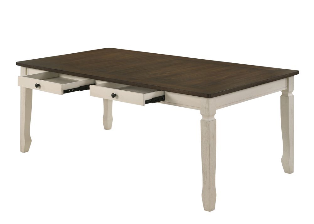 78" Oak And Cream Wood Dining Table — view 5