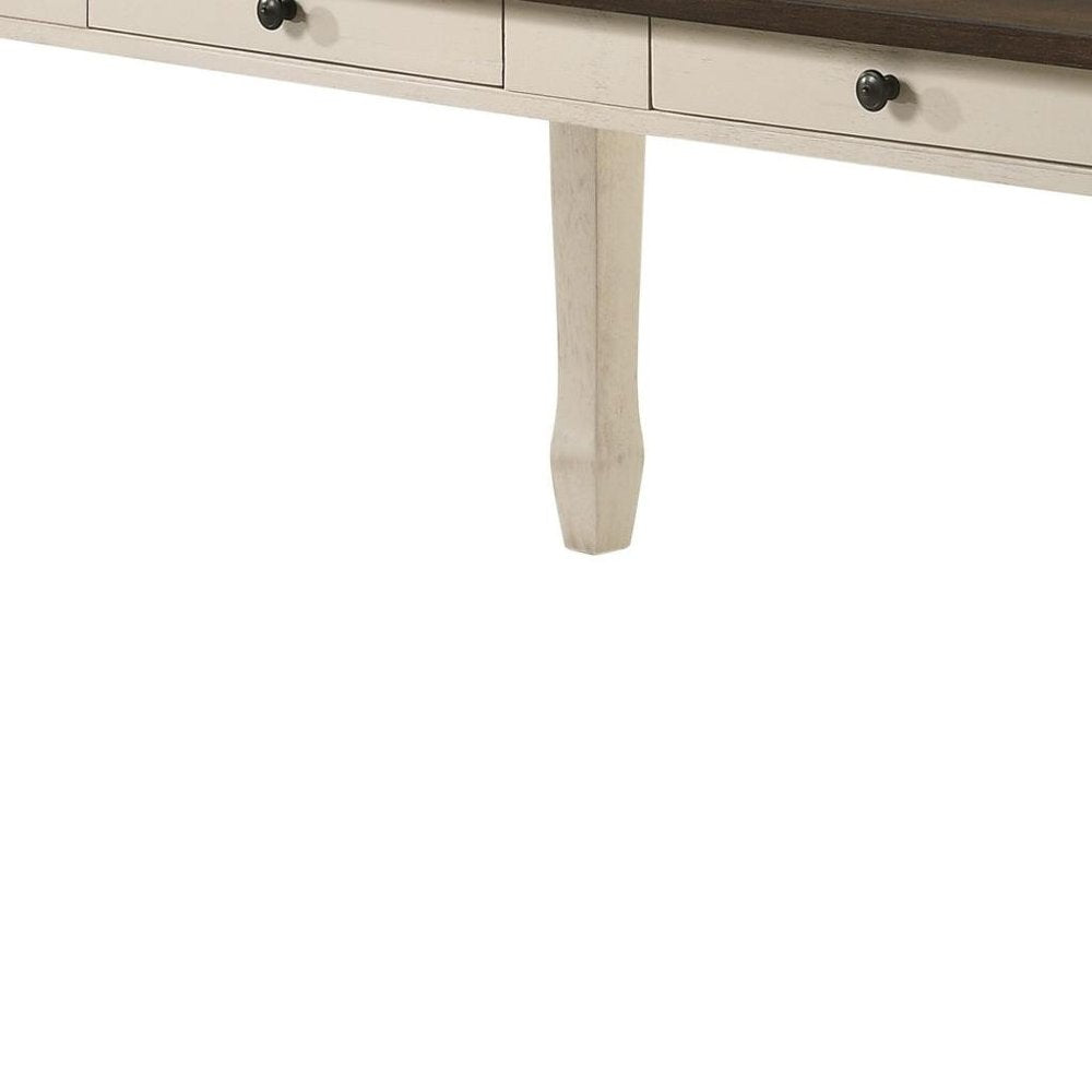 78" Oak And Cream Wood Dining Table — view 6