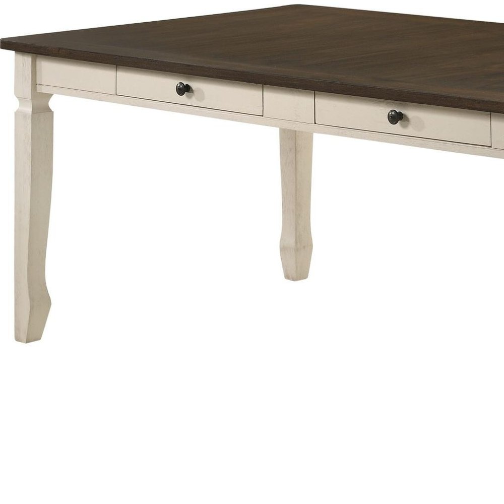 78" Oak And Cream Wood Dining Table — view 6