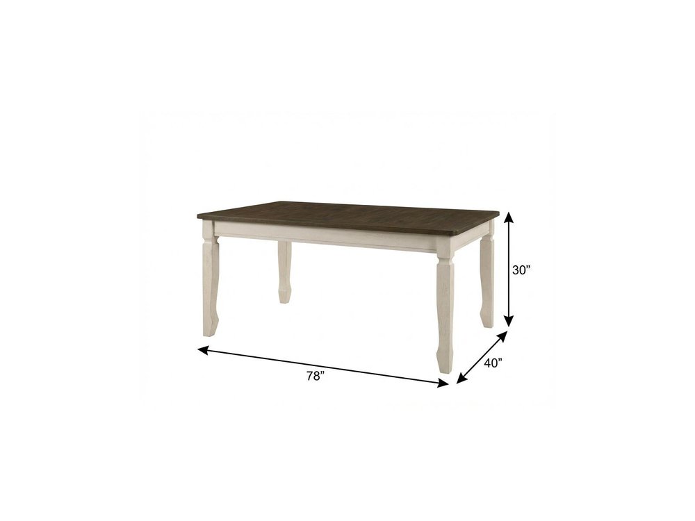 78" Oak And Cream Wood Dining Table — view 8