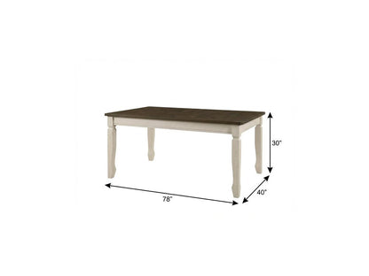 78" Oak And Cream Wood Dining Table HomeRoots