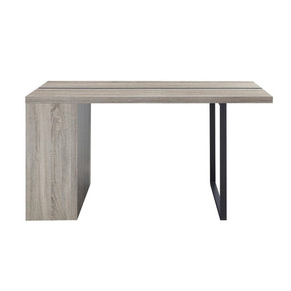60" Gray And Black Iron And Wood Sled Base Dining Table