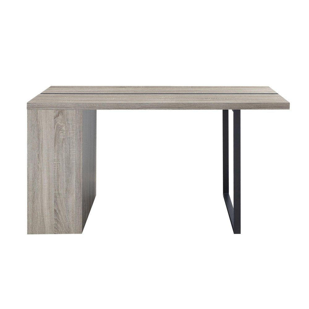 60" Gray And Black Iron And Wood Sled Base Dining Table — view 2