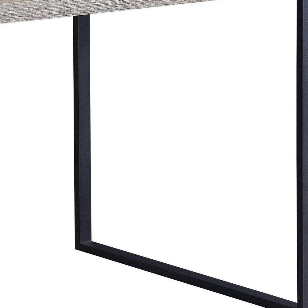 60" Gray And Black Iron And Wood Sled Base Dining Table