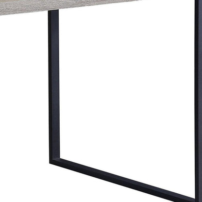60" Gray And Black Iron And Wood Sled Base Dining Table