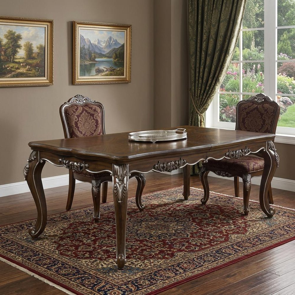 80" Oak And Silver Wood Removable Leaf Extendable Dining Table — view 10
