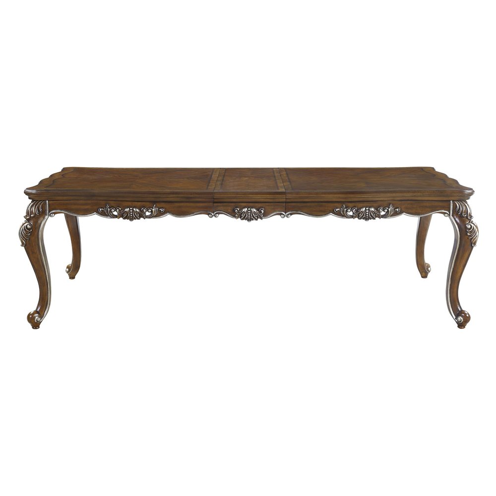 80" Oak And Silver Wood Removable Leaf Extendable Dining Table — view 4