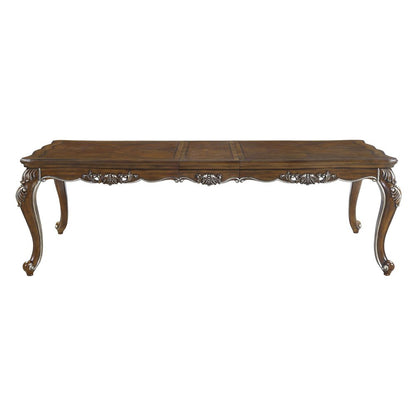 80" Oak And Silver Wood Removable Leaf Extendable Dining Table HomeRoots