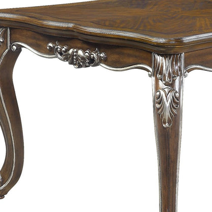 80" Oak And Silver Wood Removable Leaf Extendable Dining Table