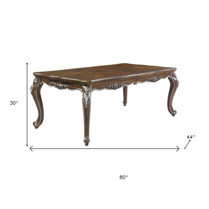 80" Oak And Silver Wood Removable Leaf Extendable Dining Table HomeRoots