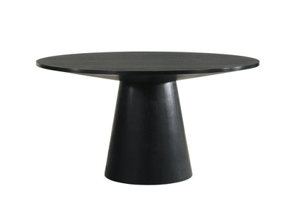 59" Black Wood Pedestal Base Round Top Dining Table HomeRoots