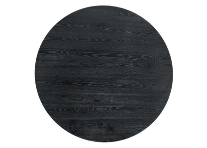 59" Black Wood Pedestal Base Round Top Dining Table