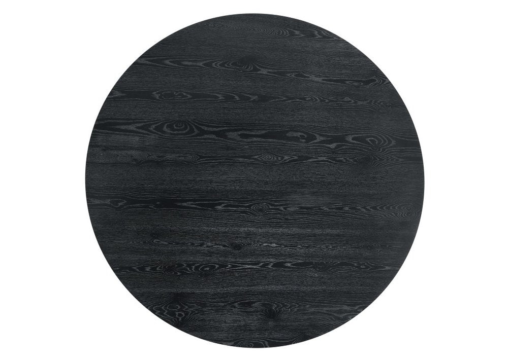 59" Black Wood Pedestal Base Round Top Dining Table — view 4