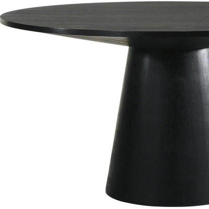 59" Black Wood Pedestal Base Round Top Dining Table HomeRoots