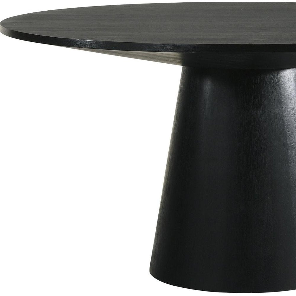 59" Black Wood Pedestal Base Round Top Dining Table — view 3