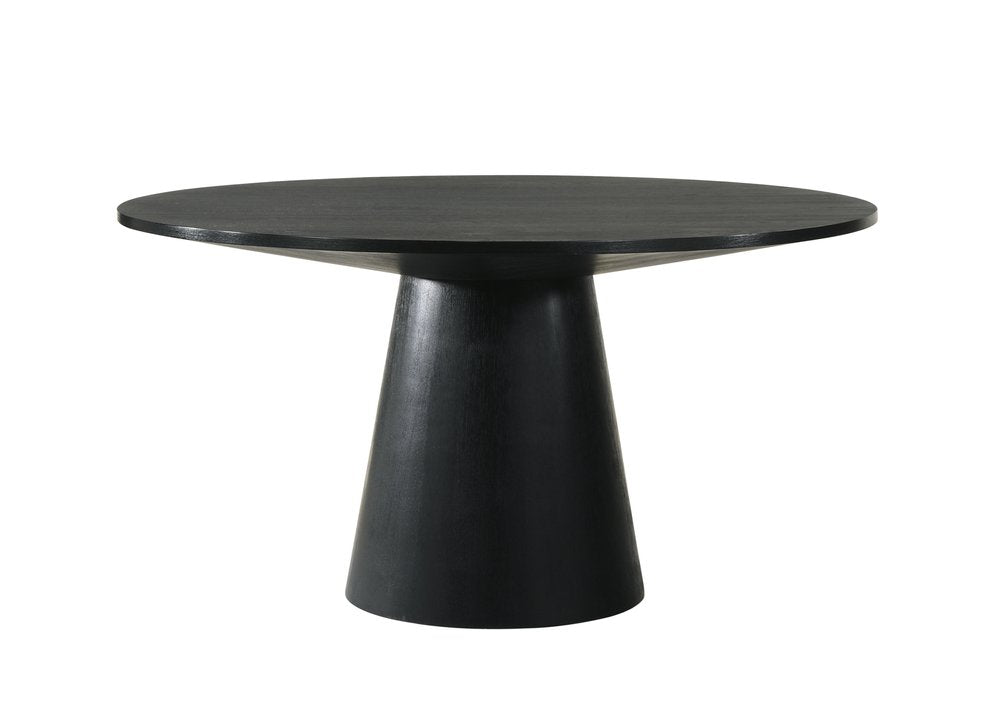 59" Black Wood Pedestal Base Round Top Dining Table HomeRoots