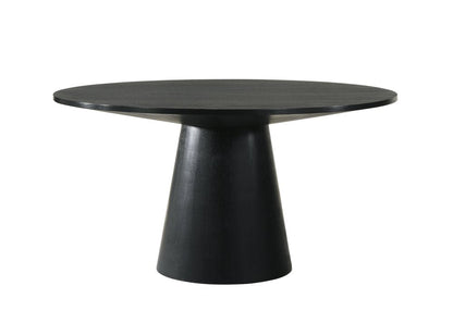 59" Black Wood Pedestal Base Round Top Dining Table HomeRoots