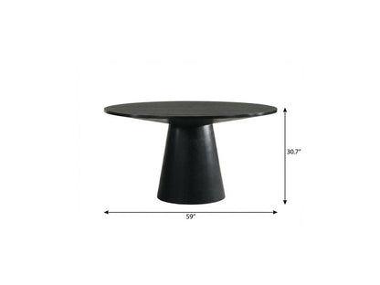 59" Black Wood Pedestal Base Round Top Dining Table HomeRoots