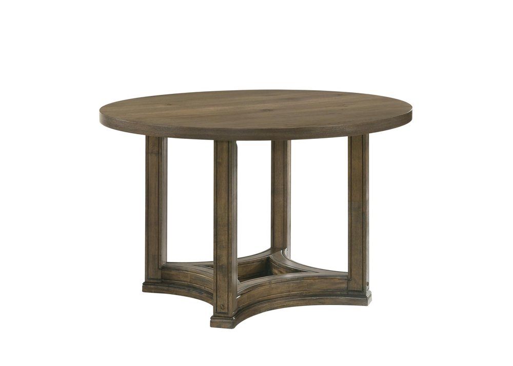 47" Oak Solid Wood Frame Base Round Top Dining Table — view 1