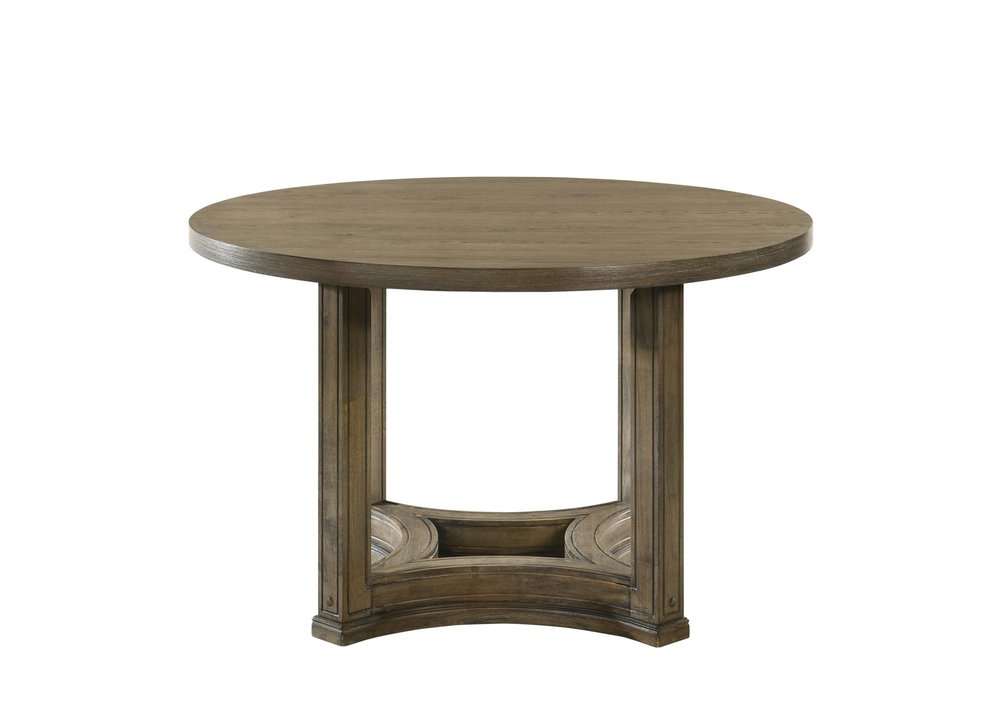 47" Oak Solid Wood Frame Base Round Top Dining Table — view 2