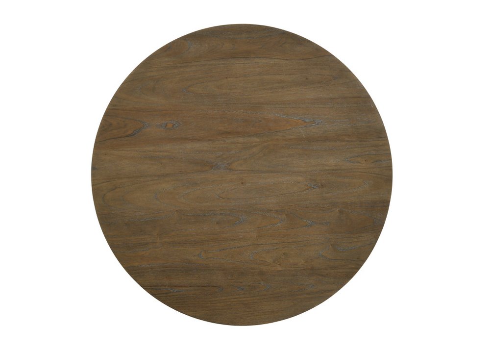 47" Oak Solid Wood Frame Base Round Top Dining Table — view 3